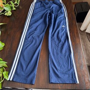Adidas Women's Navy Joggers with White Stripes